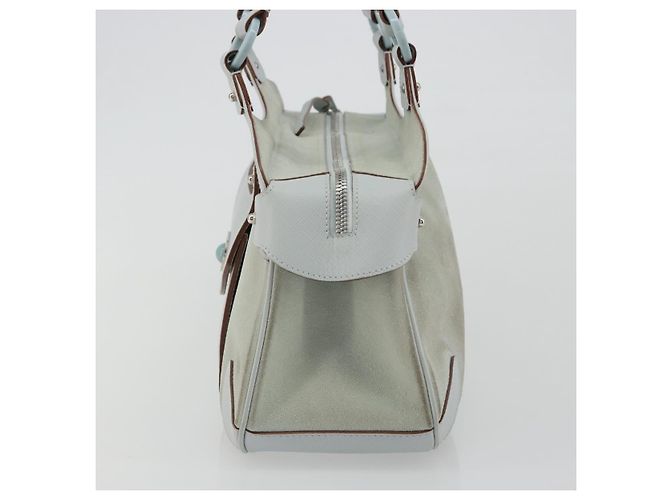Borsa Salvatore Ferragamo Gancini in pelle e scamosciato azzurro chiaro argento Auth 186612 Blu chiaro - vista 3
