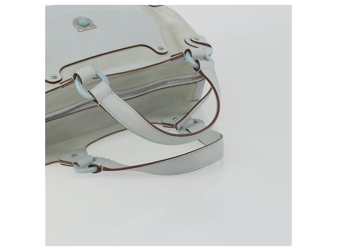 Borsa Salvatore Ferragamo Gancini in pelle e scamosciato azzurro chiaro argento Auth 186612 Blu chiaro - vista 7