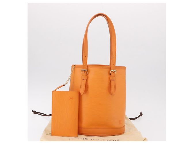 Borsa a Spalla LOUIS VUITTON Epi Bucket PM Arancione Mandarin M5899H LV Auth 191260V Grigio - vista 12