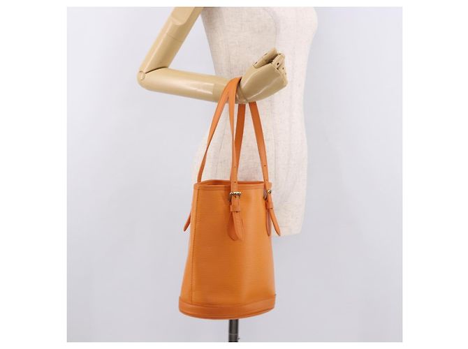Borsa a Spalla LOUIS VUITTON Epi Bucket PM Arancione Mandarin M5899H LV Auth 191260V Grigio - vista 30