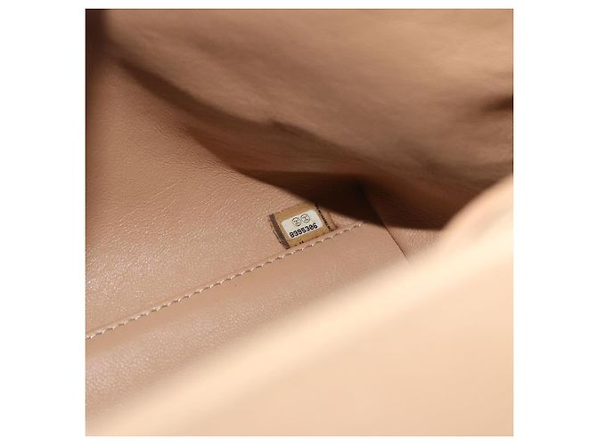 CHANEL Matelasse Hand Bag Lamb Skin Beige Gold CC Auth ka5163V D'oro - vista 10
