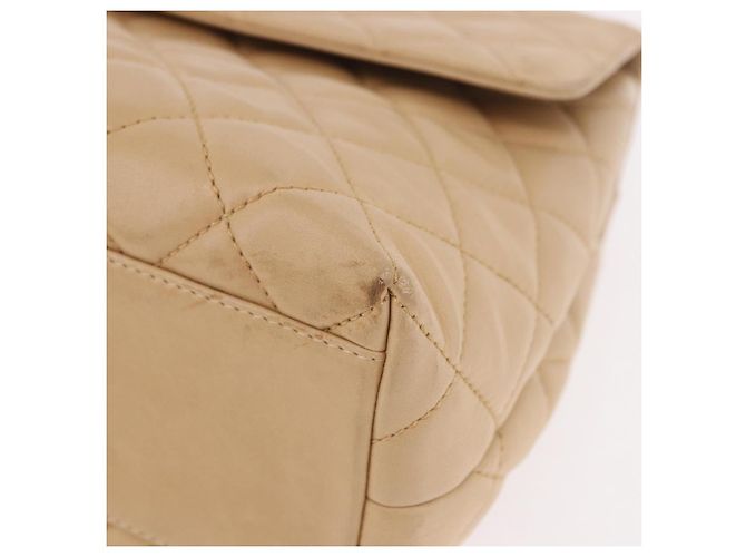 CHANEL Matelasse Hand Bag Lamb Skin Beige Gold CC Auth ka5163V D'oro - vista 17