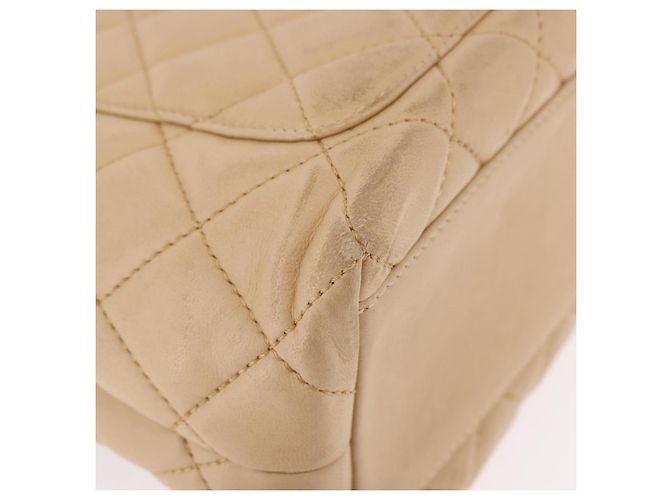 CHANEL Matelasse Hand Bag Lamb Skin Beige Gold CC Auth ka5163V D'oro - vista 18