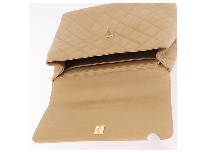 CHANEL Matelasse Hand Bag Lamb Skin Beige Gold CC Auth ka5163V D'oro - vista 21