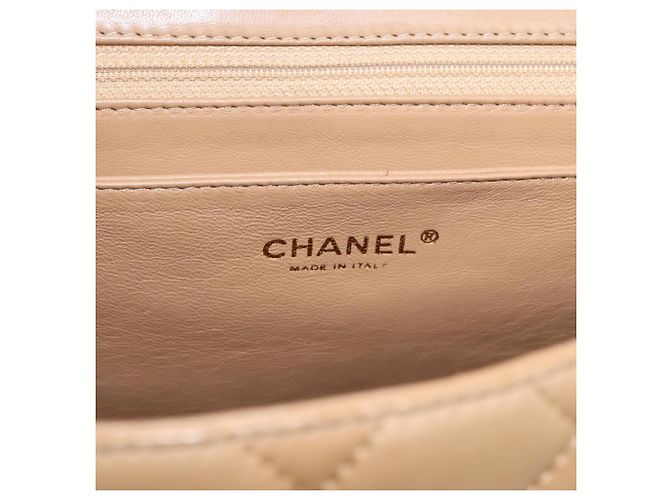 CHANEL Matelasse Hand Bag Lamb Skin Beige Gold CC Auth ka5163V D'oro - vista 22