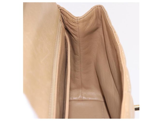 CHANEL Matelasse Hand Bag Lamb Skin Beige Gold CC Auth ka5163V D'oro - vista 23