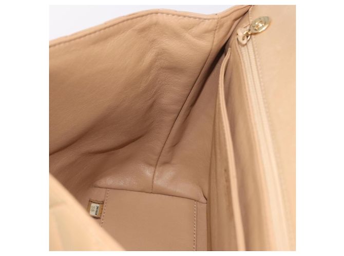 CHANEL Matelasse Hand Bag Lamb Skin Beige Gold CC Auth ka5163V D'oro - vista 24