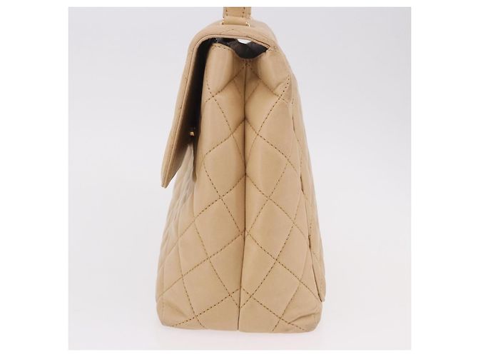 CHANEL Matelasse Hand Bag Lamb Skin Beige Gold CC Auth ka5163V D'oro - vista 3
