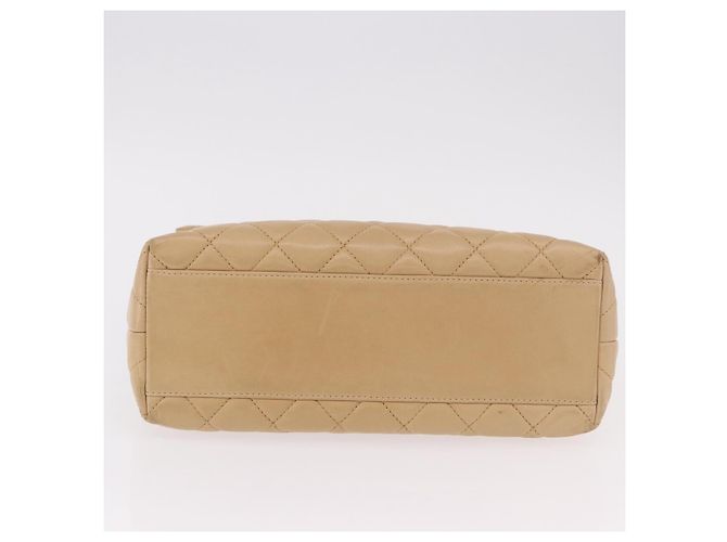 CHANEL Matelasse Hand Bag Lamb Skin Beige Gold CC Auth ka5163V D'oro - vista 5