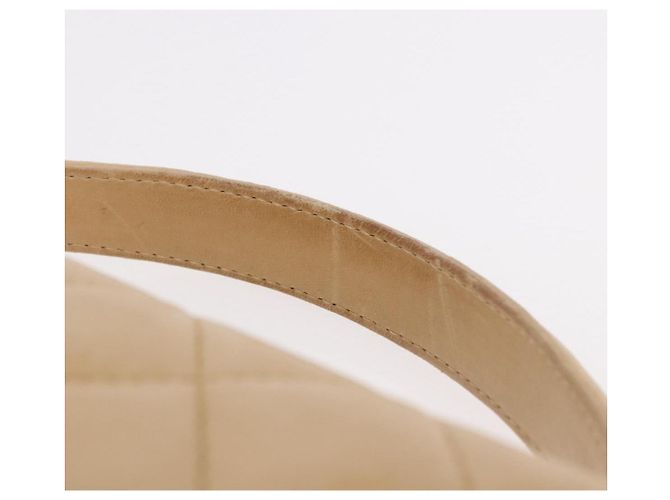 CHANEL Matelasse Hand Bag Lamb Skin Beige Gold CC Auth ka5163V D'oro - vista 7