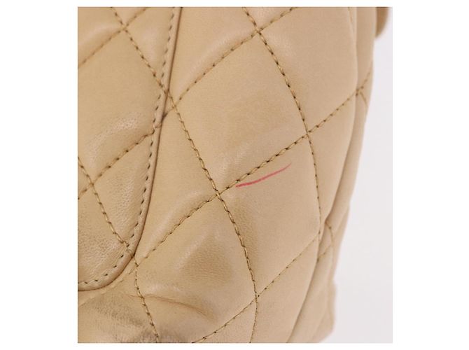 CHANEL Matelasse Hand Bag Lamb Skin Beige Gold CC Auth ka5163V D'oro - vista 8