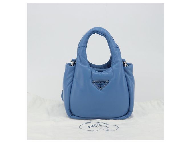 Borsa PRADA in pelle 2way Blu Argento Auth 191476SM - vista 12