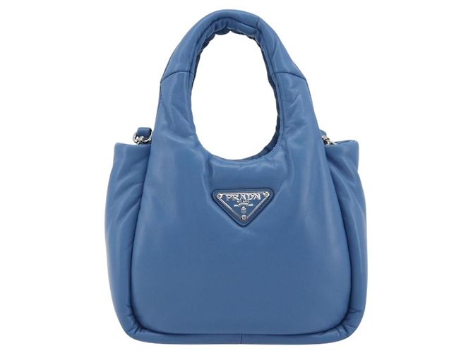 Borsa PRADA in pelle 2way Blu Argento Auth 191476SM - vista 13