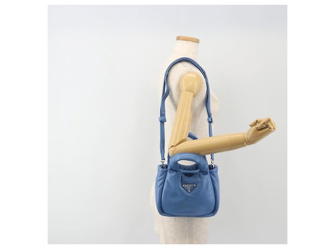 Borsa PRADA in pelle 2way Blu Argento Auth 191476SM - vista 25