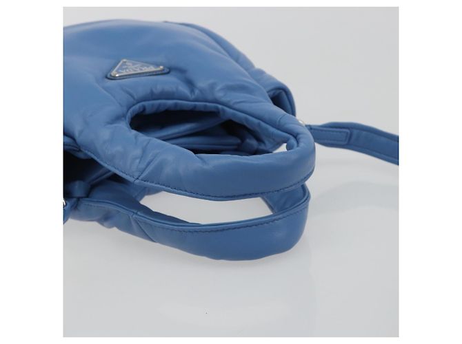 Borsa PRADA in pelle 2way Blu Argento Auth 191476SM - vista 7