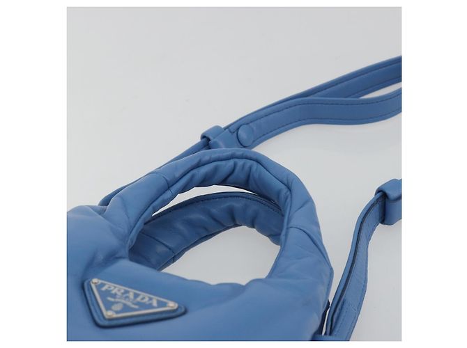 Borsa PRADA in pelle 2way Blu Argento Auth 191476SM - vista 8