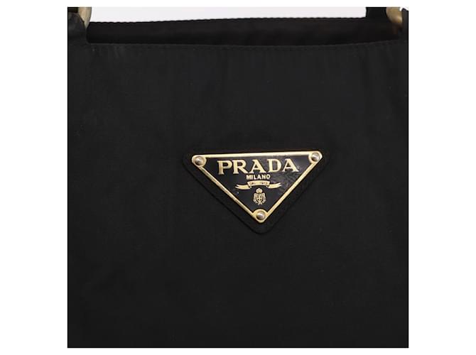 Borsa PRADA Nylon Nero Oro Auth 189423 D'oro - vista 17