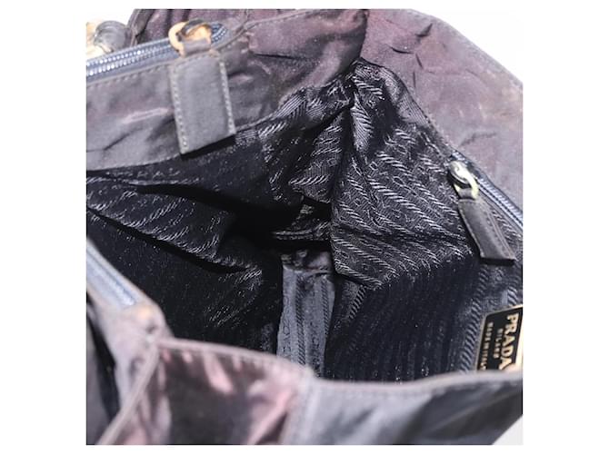 Borsa PRADA Nylon Nero Oro Auth 189423 D'oro - vista 19