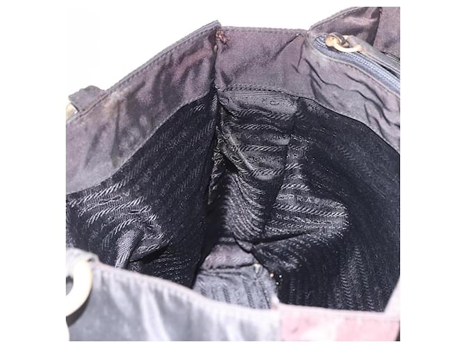 Borsa PRADA Nylon Nero Oro Auth 189423 D'oro - vista 21