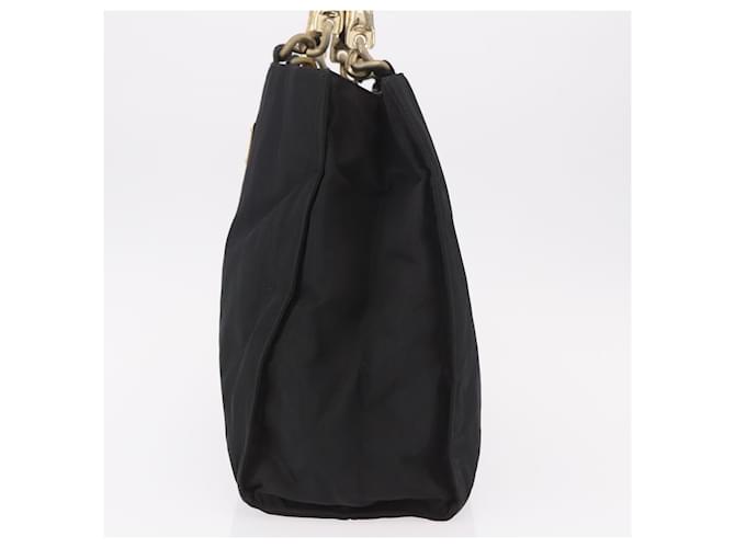 Borsa PRADA Nylon Nero Oro Auth 189423 D'oro - vista 3