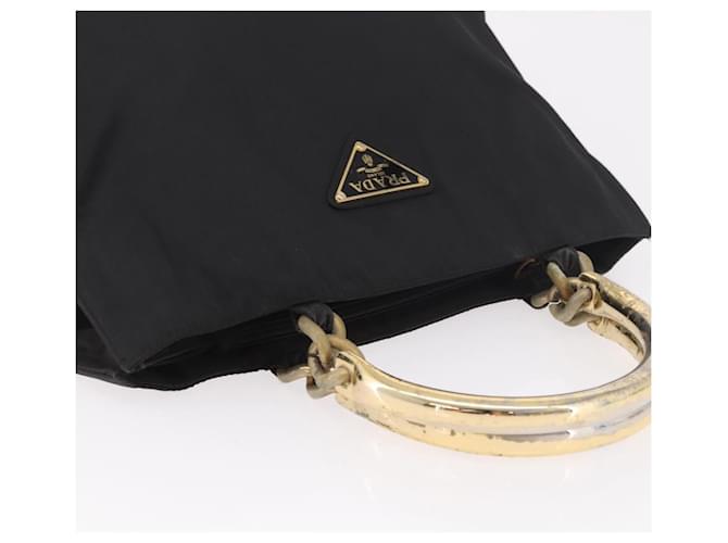 Borsa PRADA Nylon Nero Oro Auth 189423 D'oro - vista 6
