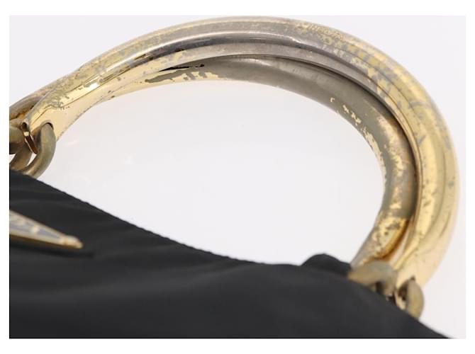 Borsa PRADA Nylon Nero Oro Auth 189423 D'oro - vista 8