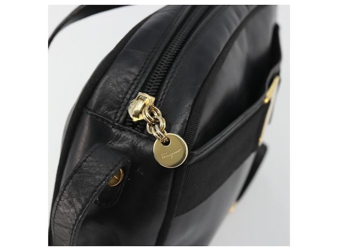 Borsa a Spalla Salvatore Ferragamo Vala Pelle Nera Oro Auth BA13992 Nero D'oro - vista 10