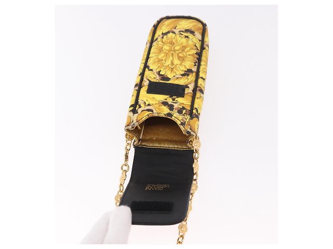 Pochette a Spalla Gianni Versace Chain PVC Canvas Yellow Gold Auth BA14033 D'oro Giallo - vista 10