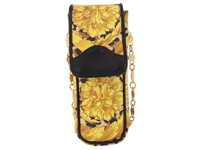 Pochette a Spalla Gianni Versace Chain PVC Canvas Yellow Gold Auth BA14033 D'oro Giallo - vista 13