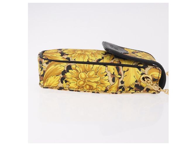 Pochette a Spalla Gianni Versace Chain PVC Canvas Yellow Gold Auth BA14033 D'oro Giallo - vista 3