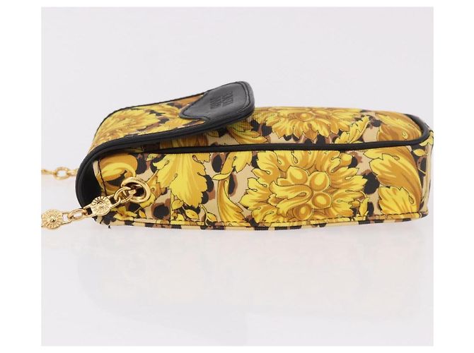 Pochette a Spalla Gianni Versace Chain PVC Canvas Yellow Gold Auth BA14033 D'oro Giallo - vista 4