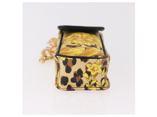 Pochette a Spalla Gianni Versace Chain PVC Canvas Yellow Gold Auth BA14033 D'oro Giallo - vista 5