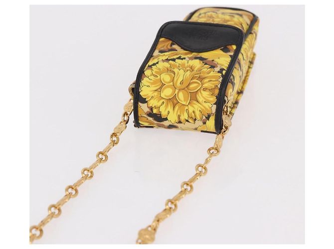Pochette a Spalla Gianni Versace Chain PVC Canvas Yellow Gold Auth BA14033 D'oro Giallo - vista 6