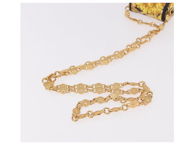 Pochette a Spalla Gianni Versace Chain PVC Canvas Yellow Gold Auth BA14033 D'oro Giallo - vista 7