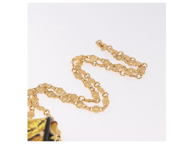 Pochette a Spalla Gianni Versace Chain PVC Canvas Yellow Gold Auth BA14033 D'oro Giallo - vista 8