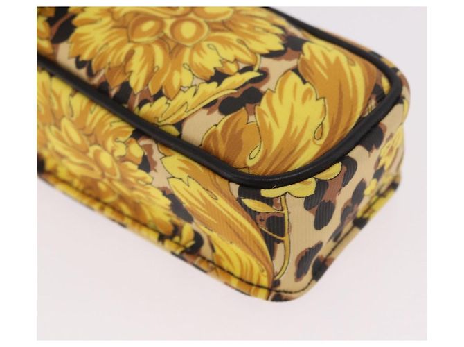 Pochette a Spalla Gianni Versace Chain PVC Canvas Yellow Gold Auth BA14033 D'oro Giallo - vista 9