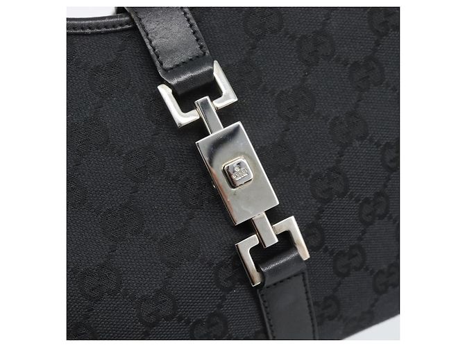 Borsa GUCCI GG Canvas Jackie Nera Argento 002 1067 Auth 190433A Nero - vista 10