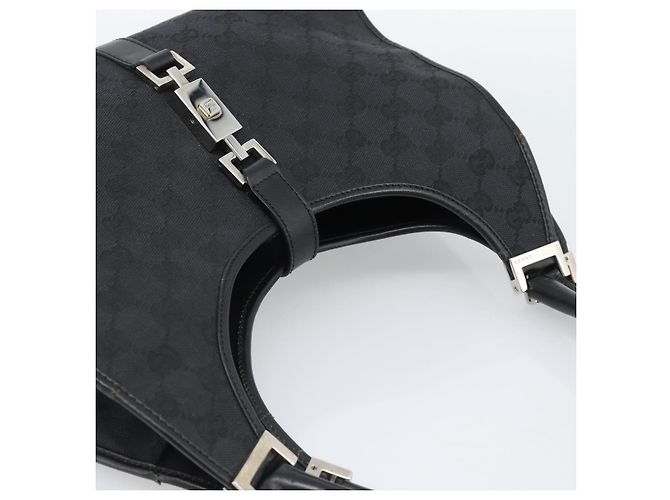 Borsa GUCCI GG Canvas Jackie Nera Argento 002 1067 Auth 190433A Nero - vista 6