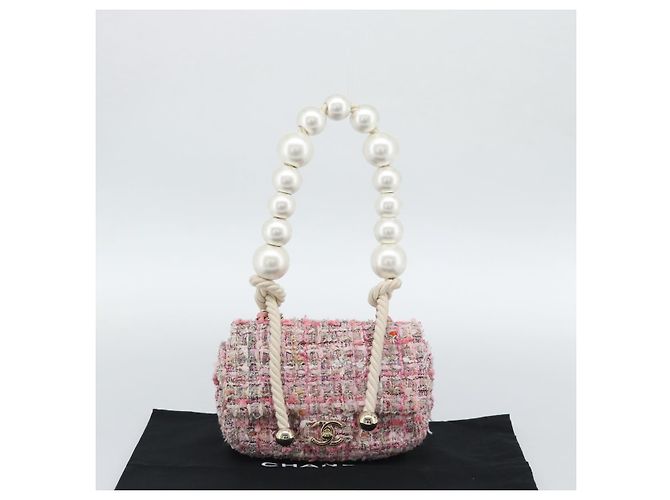 Borsa a Spalla con Catena CHANEL Tweed 2way Pink Gold CC Auth 191647SAM Rosa D'oro - vista 12