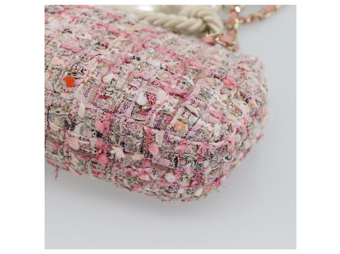 Borsa a Spalla con Catena CHANEL Tweed 2way Pink Gold CC Auth 191647SAM Rosa D'oro - vista 18