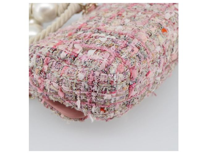 Borsa a Spalla con Catena CHANEL Tweed 2way Pink Gold CC Auth 191647SAM Rosa D'oro - vista 19