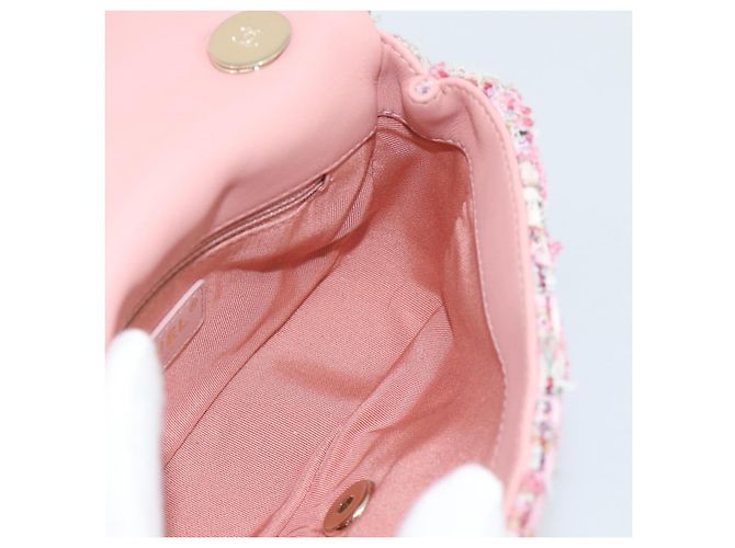 Borsa a Spalla con Catena CHANEL Tweed 2way Pink Gold CC Auth 191647SAM Rosa D'oro - vista 22