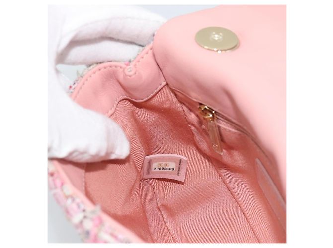 Borsa a Spalla con Catena CHANEL Tweed 2way Pink Gold CC Auth 191647SAM Rosa D'oro - vista 23