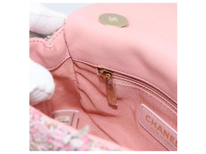 Borsa a Spalla con Catena CHANEL Tweed 2way Pink Gold CC Auth 191647SAM Rosa D'oro - vista 24