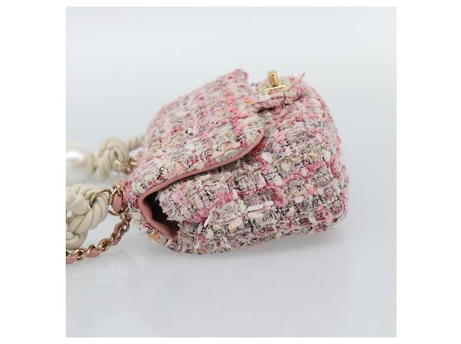 Borsa a Spalla con Catena CHANEL Tweed 2way Pink Gold CC Auth 191647SAM Rosa D'oro - vista 3