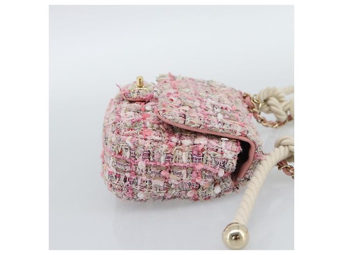 Borsa a Spalla con Catena CHANEL Tweed 2way Pink Gold CC Auth 191647SAM Rosa D'oro - vista 4