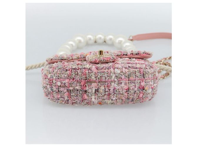 Borsa a Spalla con Catena CHANEL Tweed 2way Pink Gold CC Auth 191647SAM Rosa D'oro - vista 5