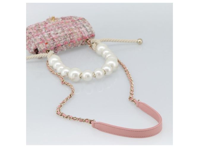 Borsa a Spalla con Catena CHANEL Tweed 2way Pink Gold CC Auth 191647SAM Rosa D'oro - vista 8