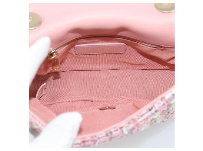 Borsa a Spalla con Catena CHANEL Tweed 2way Pink Gold CC Auth 191647SAM Rosa D'oro - vista 9