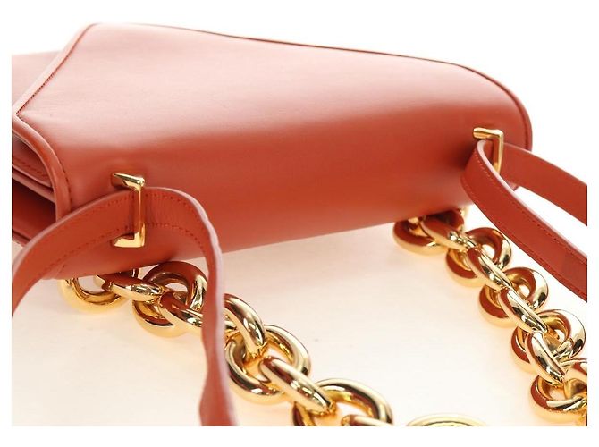 Borsa a tracolla BOTTEGA VENETA Mount Chain in pelle 2way Arancione Oro Auth 190620V - vista 6